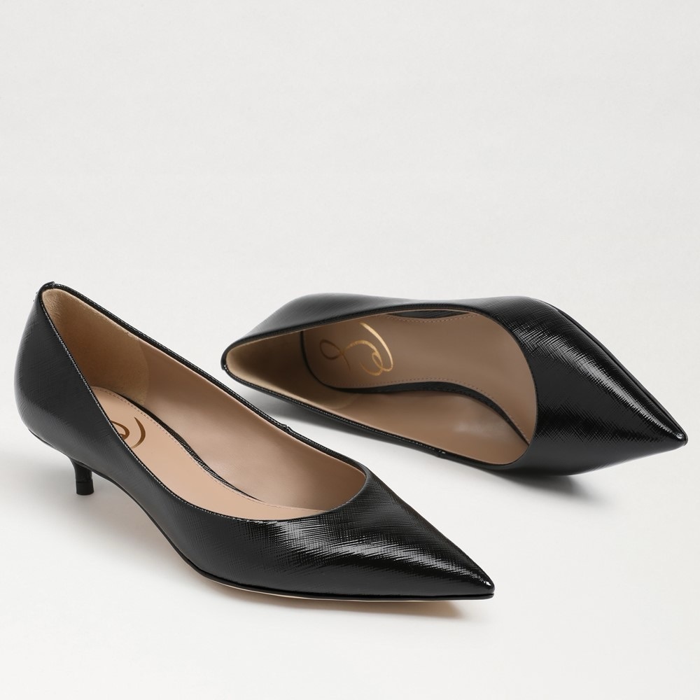 Sam Edelman Franci Kitten Heel Pump in Black Leather - Size 7.5 - G61-7